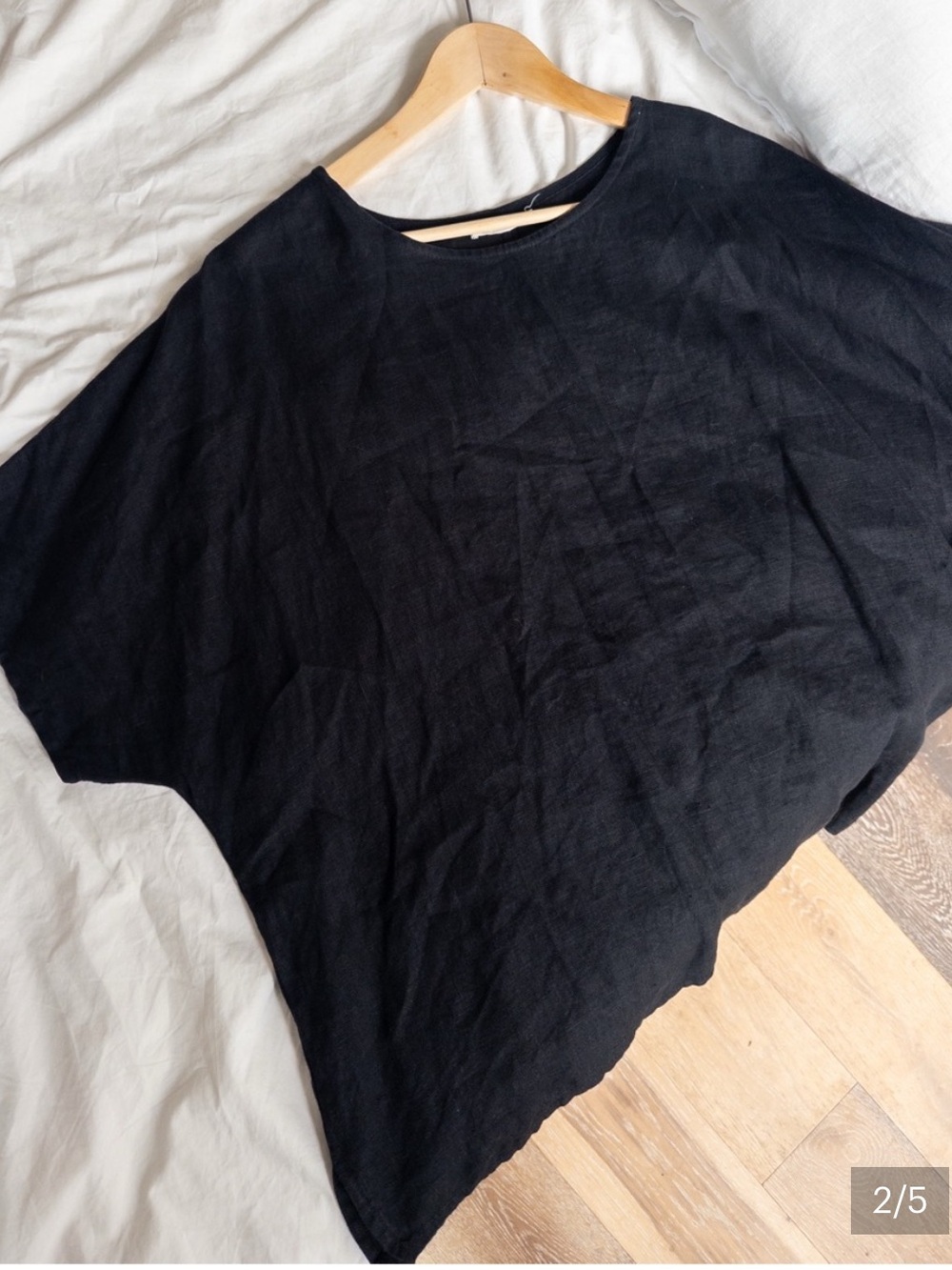 Vintage 100% Linen Oversized Top in Black, size XL - Picture 2 of 5